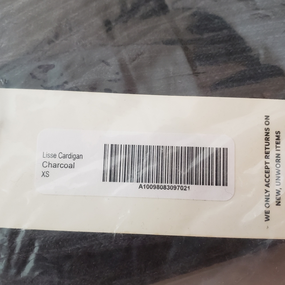 LETT Lisse cardigan charcoal knit patch pockets extra small XS new - Picture 6 of 9